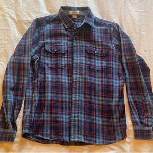 Men's Plaid Button-Down Shirt - Blue and Red